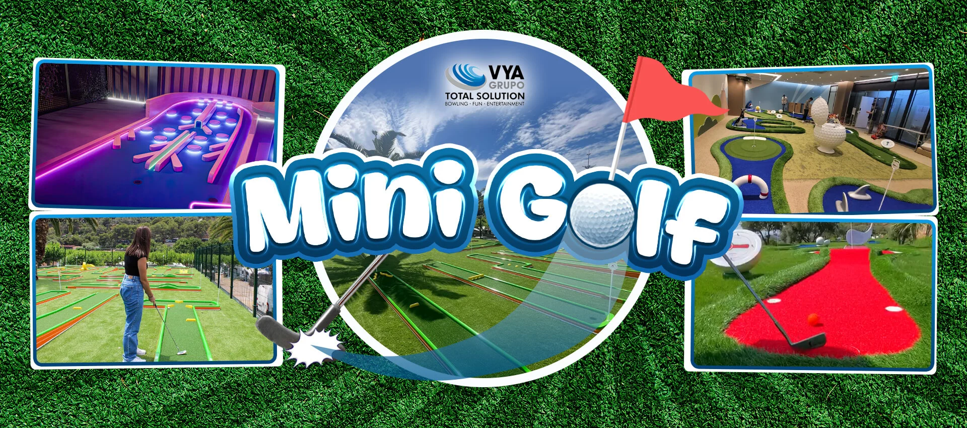 Hoyos de mini golf, adventure golf, mini adventure golf, golf glow in the dark